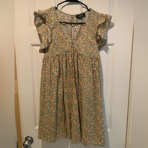 Aakaa Babydoll Mini Dress in Spotted Print